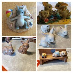 Bundle of 8 Ceramic Easter Bunny Rabbit Figurines